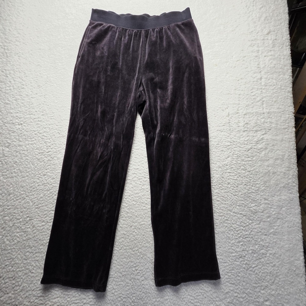 Kim Rogers Pants Womens M Brown Velour Sweatpants Pull On Elastic Waist Casual